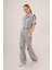 Grip&hug Cepli Düğmeli Bluz ve Diz Detaylı Pantolon Gri Ikili Takım 4