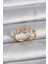 Pirinç Gold Renk Zirkon Taşlı Incili Kalp Işleme Detay Ayarlanabilir Kadın Yüzük - TJ-BYK3358 1