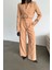 Grip&hug Crop Ceket - Pantolon Takım Gold Düğme Detaylı - Kahverengi 4