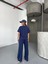 Grip&hug Osy Modal Yumuşak Dokulu Kumaş Kısa Kollu Bluz Rahat Pantalon Ikili Takım- Lacivert 2