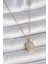 316L Çelik Gold Renk Zincir Kare Zirkon Taş Model Kadın Kolye - TJ-BKO10059 1