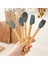 Bambu Saplı 5'li Silikon Mutfak Seti - Isıya Dayanıklı Spatula, Kaşık ve Kepçe Takımı, Şık ve Asılabilir Tasarım 1