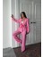 Grip&hug Pembe Beli Kuşaklı Ceket ve Pantolon Parlak Takım 2
