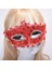 Kırmızı Renk Gözler Kristal Taşlı Dantelli Parti Maskesi 2