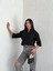 Grip&hug Crop Yakalı Gömlek Üç Çeyrek Sleeve Kol - Siyah 1