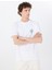 Bisiklet Yaka Desenli Beyaz Erkek T-Shirt M5GI55K8FQ4G011 Gj Ss Cn Reg Palm 3