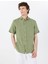 Standart Düğmeli Yaka Yeşil Erkek Gömlek Mr Short Sleeve 1