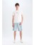 %100 Pamuk Slim Fit Dar Kesim Bisiklet Yaka Baskılı Kısa Kollu Tişört E3776AX25SM 2