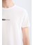 %100 Pamuk Slim Fit Dar Kesim Bisiklet Yaka Baskılı Kısa Kollu Tişört E3776AX25SM 5