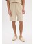 %100 Pamuk Relax Fit Müslin Cepli Basic Düz Bermuda Şort C7589AX25SM 1