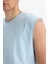 %100 Pamuk Boxy Fit Bisiklet Yaka Basic Düz Atlet C7205AX25SM 5