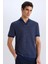 Regular Fit Polo Yaka Çizgili Triko Kısa Kollu Tişört C4150AX25SM 3