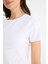 Slim Fit Dar Kesim Bisiklet Yaka Basic Düz Kısa Kollu Beyaz Tişört F3535AX25SM 5