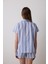 Travel Striped Gömlek Şort Mavi Pijama Takımı 4
