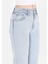 Straight Fit Yüksel Bel Düz Paça Kadın Indigo Jean Pantolon 5