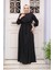Kemerli Siyah Tesettür Elbise 23841S 3
