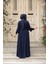 Kemerli Lacivert Tesettür Elbise 23841L 4