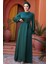 Saten Zümrüt Yeşili Tesettür Elbise 62132ZY 4