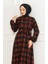 Eteği Kloş Desenli Elbise Taba Siyah 2