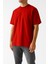 Erkek Kırmızı Oversize Bisiklet Yaka %100 Pamuk Düz Basic Yazlık T-Shirt 3