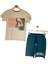 Fancy Kids Erkek Çocuk İkili Takım Baskılı Bej T-Shirt Haki Şort 9-10 Yaş 6