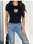 Kalp Taş Detaylı Kısa Kollu Bisiklet Yaka T-Shirt 2