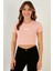 Kadın Likralı Kısa Kollu Basic Crop Tişört - Slim Fit 2