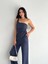 Asimetrik Crop Pantalon Ikili Takım - Lacivert 4