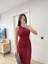 Fitilli Triko Elbise Maxi Uzun Boy - Bordo 1