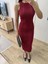 Fitilli Triko Elbise Maxi Uzun Boy - Bordo 3