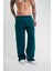 Unisex Boru Paça Baggy Eşofman Pantolon - Koyu Deniz Yeşili 1