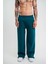 Unisex Boru Paça Baggy Eşofman Pantolon - Koyu Deniz Yeşili 4