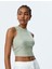 Yeni Sezon Bisiklet Yaka Pamuklu Simli Kolsuz Crop Top 2