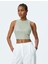 Yeni Sezon Bisiklet Yaka Pamuklu Simli Kolsuz Crop Top 3