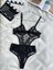Çiçek Desenli Siyah Bodysuit 1