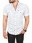 Slim Fit Pamuklu Likralı Kısa Kol Gömlek Kolay Ütülenebilir Çıt Çıtlı Cepli Spor Gömlek 2400253 2