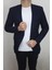 Fistan Store Erkek Lacivert Italyan Kesim Dar Kalıp Tek Düğme Çift Yırtmaçlı Blazer Ceket 1