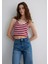 Bordo Çizgili Crop Atlet 1613086-89810 2