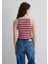 Bordo Çizgili Crop Atlet 1613086-89810 5