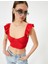 Yeni Sezon Fırfırlı Crop Büstiyer Arkası Bağlamalı Kolsuz Kalp Yaka Slim Fit Bürümcük 1