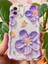 Apple iPhone 11 Kılıf Parlak Mor Çiçek Desenli Dalga Kenarlı Darbe Emici Kapak 1