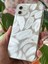 Apple iPhone 11 Kılıf Parlak Beyaz Yaprak Desenli Darbe Emici Kamera Korumalı Renkli Silikon Kapak 5