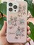 Apple iPhone 15 Pro Max Uyumlu Kılıf Simli Beyaz Gül Desenli Renkli Parlak Darbe Emici Kapak 2