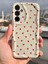 Samsung Galaxy S24 Fe Kılıf Kamera Korumalı Dalga Kenarlı Kırmızı Kalp Desenli Silikon Kapak 4