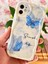 Apple iPhone 11 Kılıf Kamera Korumalı Silikon Mavi Kelebek Desenli Dalga Kenarlı Kapak 1