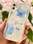 Apple iPhone 11 Kılıf Kamera Korumalı Silikon Mavi Kelebek Desenli Dalga Kenarlı Kapak 5