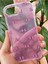 Apple iPhone 16E Uyumlu Kılıf Mor Simli Fiyonk Desenli Renkli Parlak Darbe Emici Kapak 3