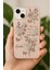 Apple iPhone 13/14 Uyumlu Kılıf Simli Beyaz Gül Desenli Renkli Parlak Darbe Emici Kapak 1