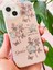 Apple iPhone 13/14 Uyumlu Kılıf Simli Beyaz Gül Desenli Renkli Parlak Darbe Emici Kapak 5