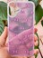 Apple iPhone 16 Uyumlu Kılıf Mor Simli Fiyonk Desenli Renkli Parlak Darbe Emici Kapak 2